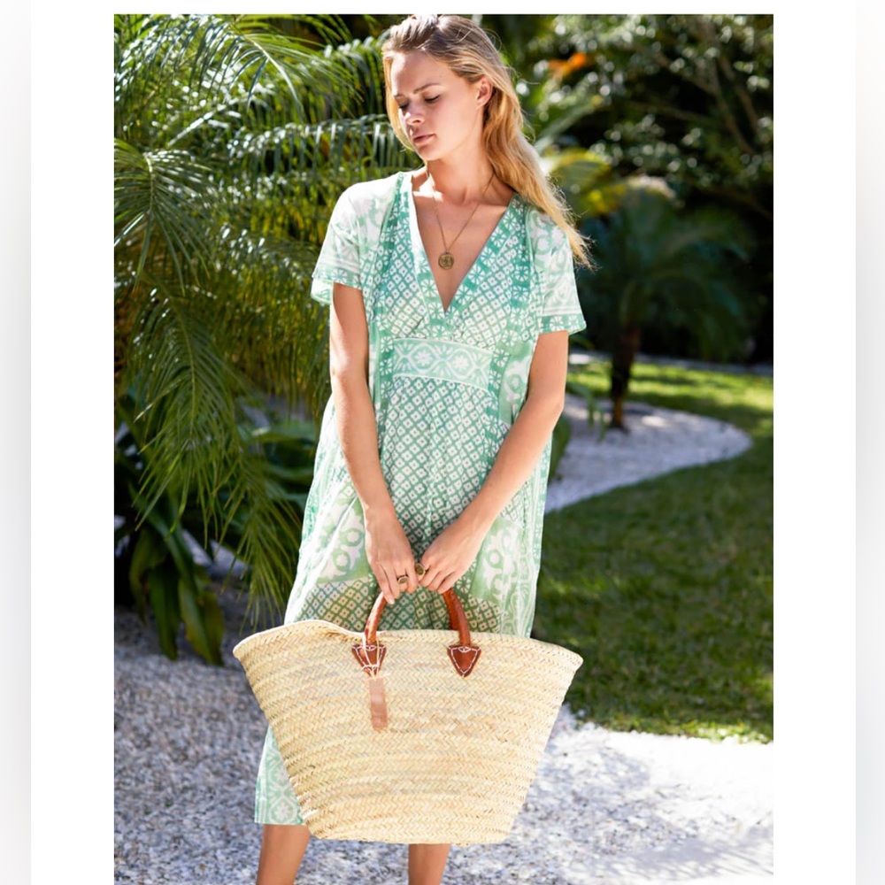 Emerson Fry India Collection DAUGHTERS CAFTAN - DARK GREEN ORGANIC One Size - Picture 6 of 16